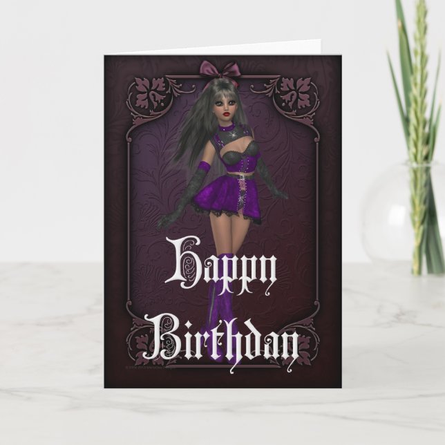 Gothic Girl Design 4 Grattis på födelsedagen Card Kort (Framsida)
