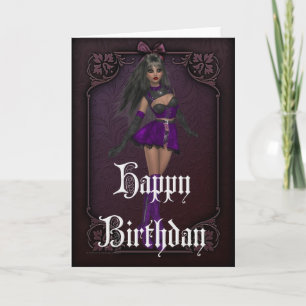Gothic Girl Design 4 Grattis på födelsedagen Card Kort