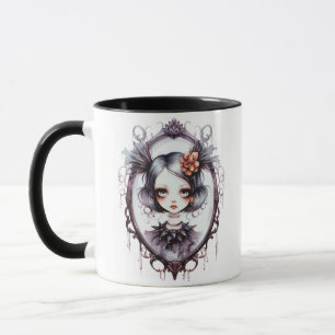 Gothic Girl i Victorian Spegel Halloween Mugg