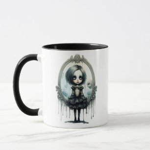Gothic Girl i Victorian Spegel Halloween Mugg