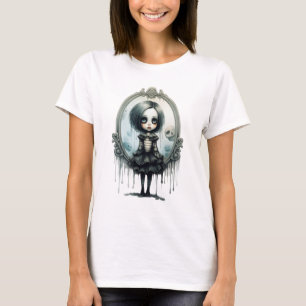 Gothic Girl i Victorian Spegel Halloween T Shirt