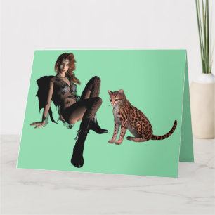 GOTHIC GIRL OCH CAT FÖDELSEDAGSKORT KORT
