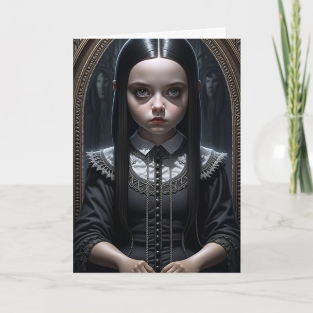 Gothic Girl Spooky Haunting Halloween Kort (Framsida)