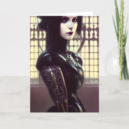 Gothic Girl Steampunk Olika Färgad Ögon Kort