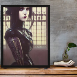 Gothic Girl Steampunk Olika Färgad Ögon Poster