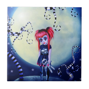 Gothic Girl voodoo doll and creepy vines Kakelplatta