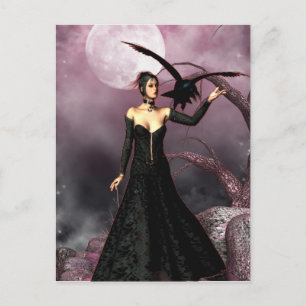Gothic Girls Red Witch-vykort Vykort