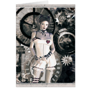 Gothic Girls Steampunk i hjärtat Hälsningskort