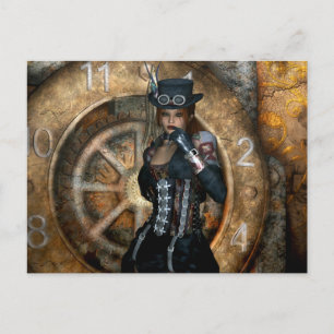 Gothic Girls-tid att förbruka Steampunk Vykort