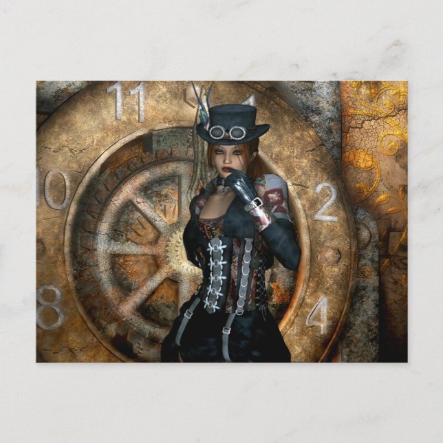 Gothic Girls-tid att förbruka Steampunk Vykort (Framsida)