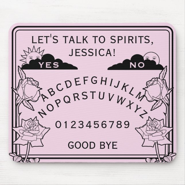 Gothic Girly Pastel Rosa Spirit Board Blommigt Musmatta (Framsidan)
