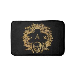 Gothic Glam Bath Mat Guld Skull Monogram Badrumsmatta
