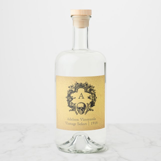 Gothic Glam | Etikett Liquor Flaska | GULD (Framsida)