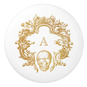 Gothic Glam Keramisk knopp Vit