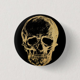 Gothic Glam   Knapp   Guld Skull