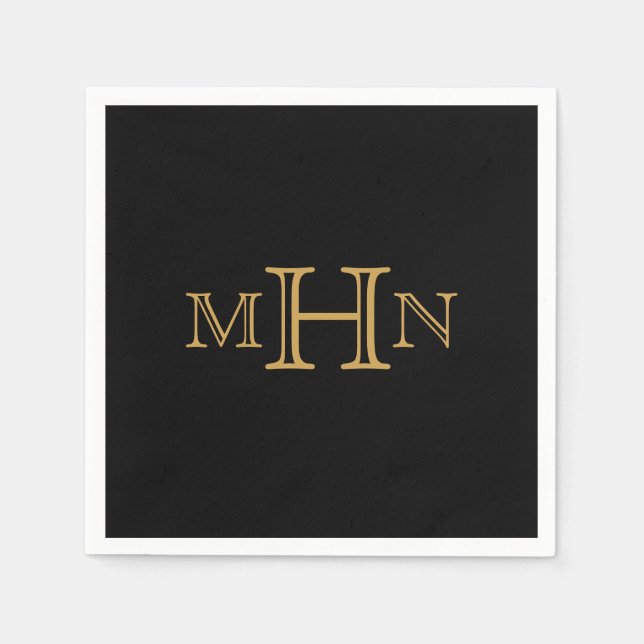 Gothic Glam | Pappra blöjor | Guld Monogram Pappersservett (Framsidan)