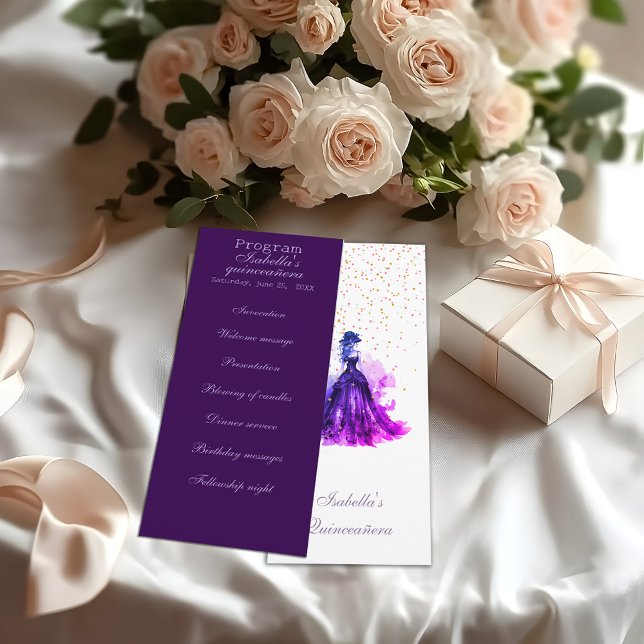 Gothic Glam Quince lila program Quinceañera (Skapare uppladdad)