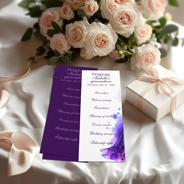 Gothic Glam Quince lila Program Quinceañera (Skapare uppladdad)