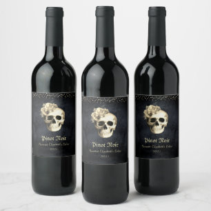 Gothic Glam Skull Halloween fest Vinflaska Etikett