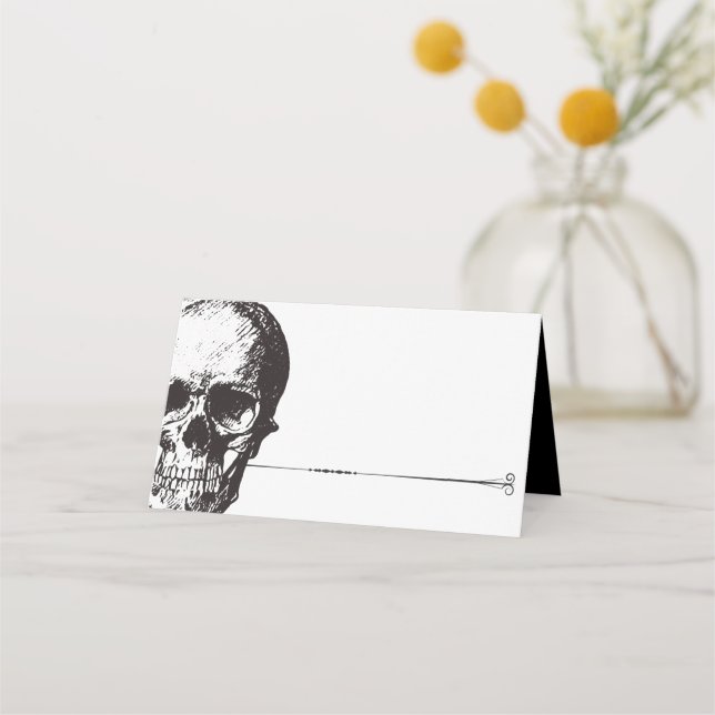 Gothic Glam Skull | Placera kort | Matkort | Vit (Framsida)