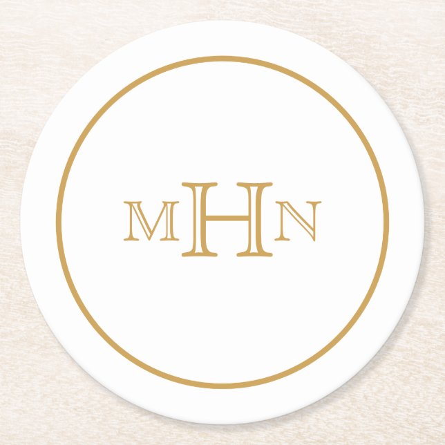 Gothic Glam | UNDERLÄGG | PAPPRA | Monogram | Vit Papper Rund (Framsidan)