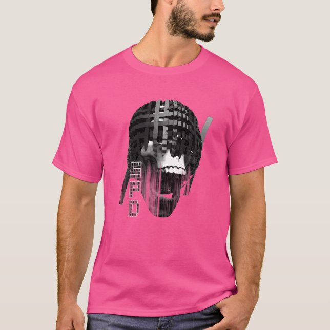 Gothic Glitch Skull Lattice T Shirt (Framsida)