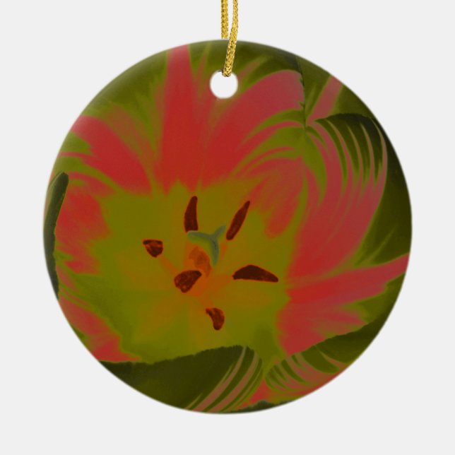 Gothic Gloomy Red Tulip Anpassningsbar Birthday Julgransprydnad Keramik (Framsidan)