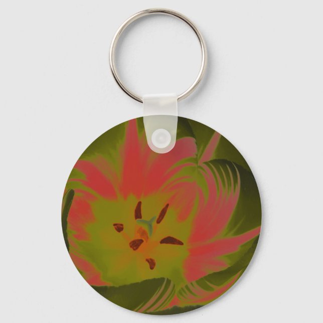 Gothic Gloomy Red Tulip Keychain Nyckelring (Framsida)