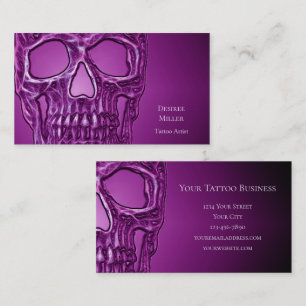 Gothic Glowing Skull Lila White Tatto Shop Visitkort