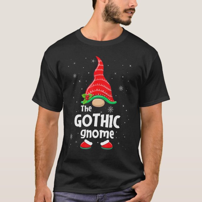 Gothic Gnome Matching Family Group Christmas Party T Shirt (Framsida)