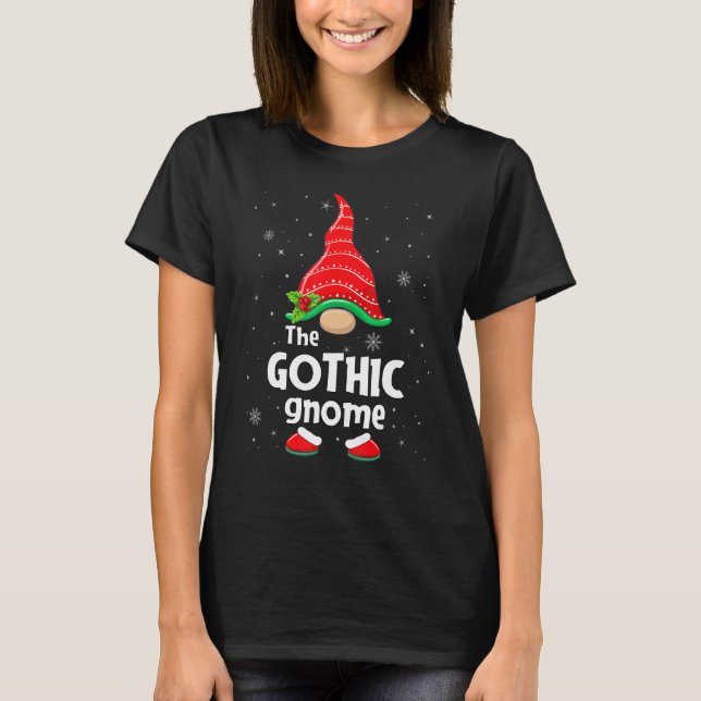 Gothic Gnome Matching Family Group Christmas Party T Shirt (Framsida)