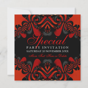 Gothic Goddes Red+Black Party-inbjudan Inbjudningar