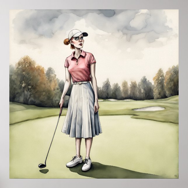 Gothic Golfer - Golf Art Print Poster (Framsidan)