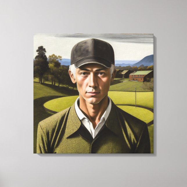 Gothic Golfer Porträtt - Stretched Kanvastryck (Framsida)