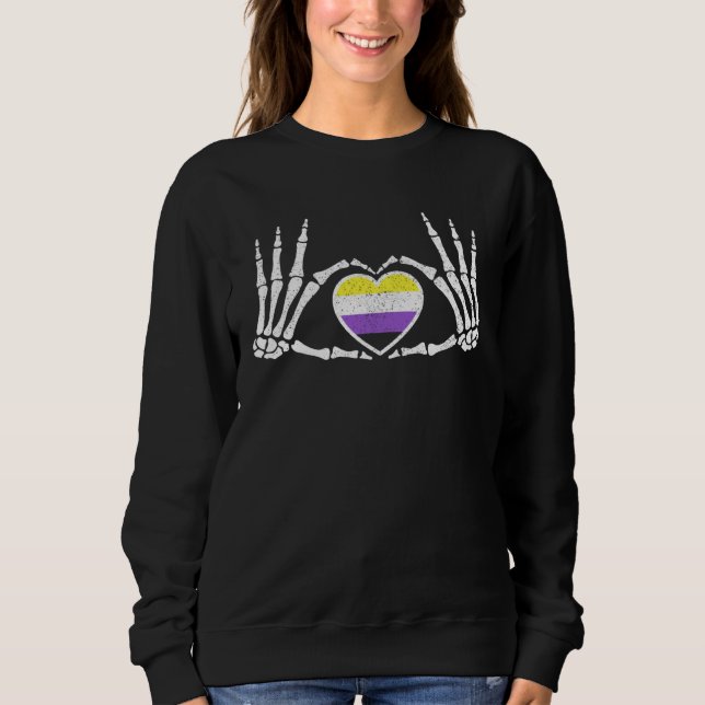 Gothic Goth Skeleton Non Binary LGBTQ Halloween Co T Shirt (Framsida)