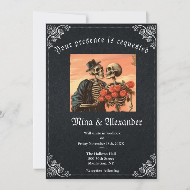 Gothic Goth Skeleton QR-kod Bröllop (Framsida)