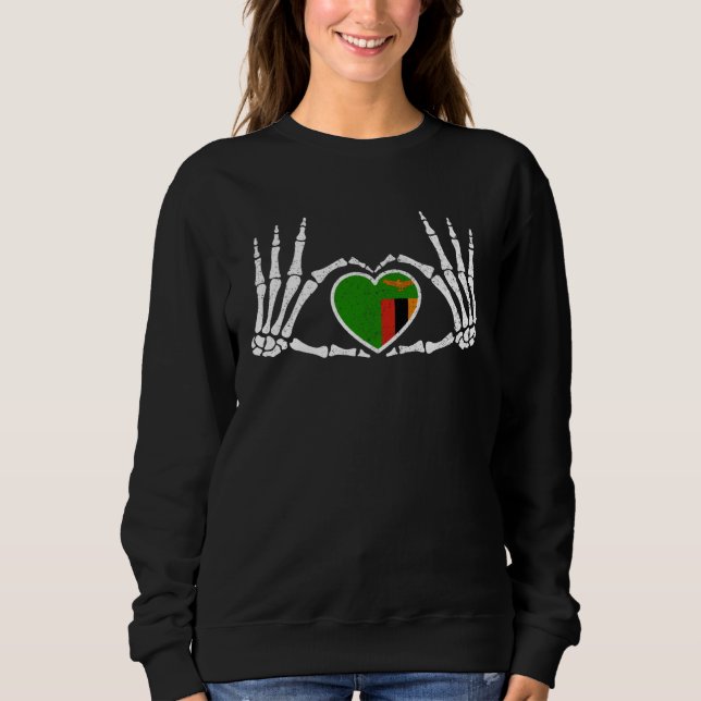 Gothic Goth Skeleton Zambia Zambian Halloween Cost T Shirt (Framsida)