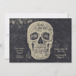 Gothic Grått Beige Skull Birthday till hans 20-tal Inbjudningar