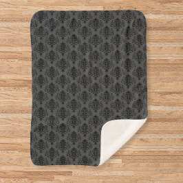Gothic Grått Black Damask Pattern