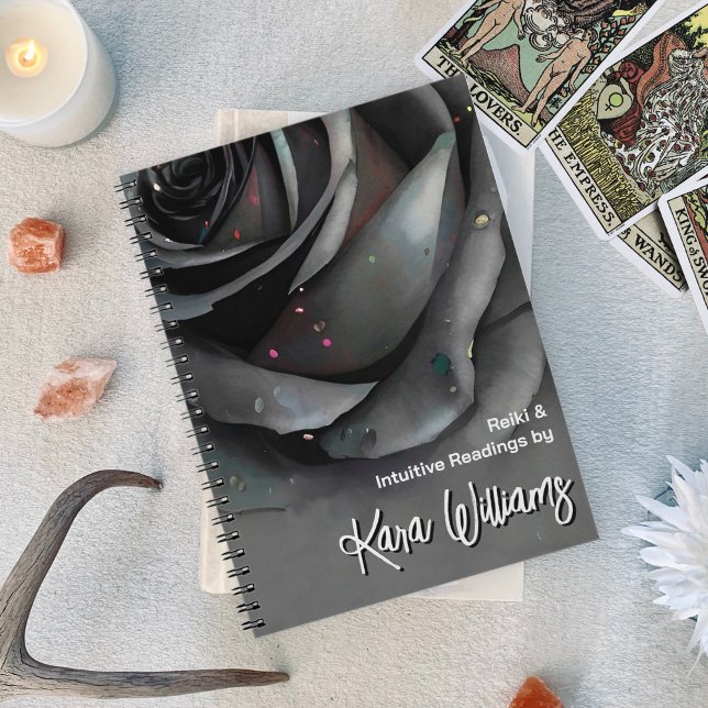 Gothic Grått Ro Mörk Blommigt Psychic Witch Tarot Anteckningsbok (Gothic Grey Rose Dark Floral Psychic Witch Tarot Notebook)