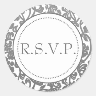 Gothic Grått & White Flourish Kuvert Seals Runt Klistermärke