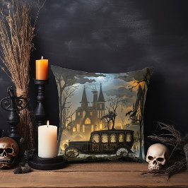 Gothic Graveyard med Cathedral och Hearse Kudde