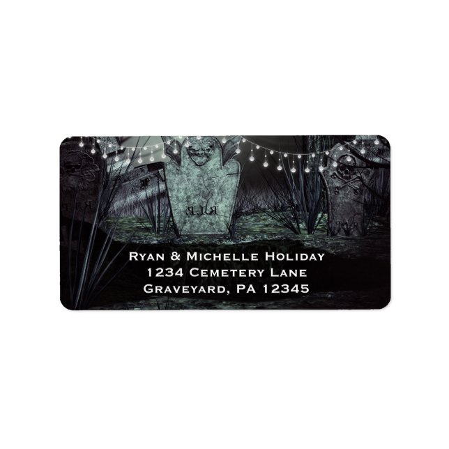 Gothic Graveyard med Enchanting Ljus Adress Adressetikett (Framsidan)