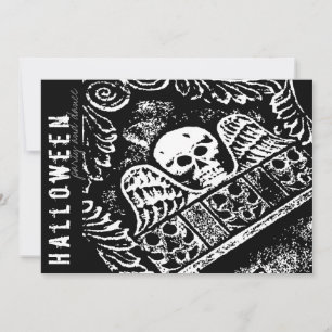 Gothic Gravsten Skull och Vingar Halloween fest Inbjudningar