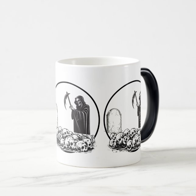 Gothic Grim Reaper and Skulls Ceramic Coffee Mug Magisk Mugg (Framsida höger)