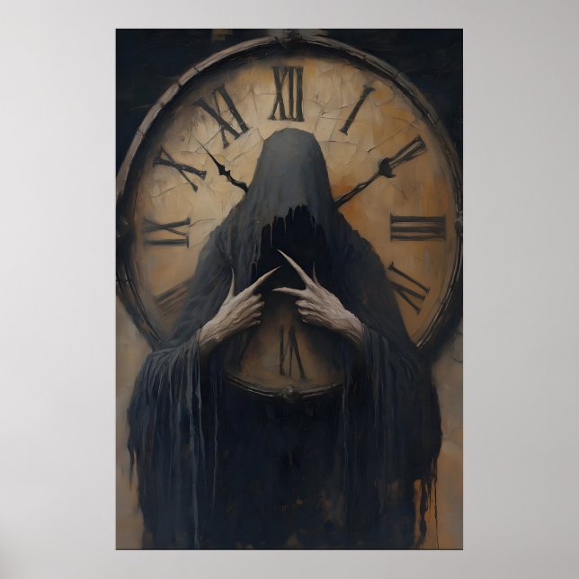 Gothic Grim Reaper Clock Art Printable Dark Poster (Framsidan)