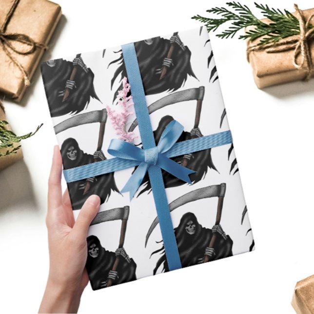 Gothic Grim Reaper with Scythe (White) Presentpapper (Skapare uppladdad)