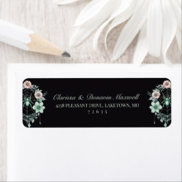 Gothic Grön Mint Blommig Spindelnät Returadress Etikett