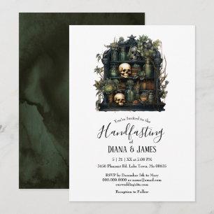 Gothic Grönt Apothecary Alchemy Handfasting Inbjudningar