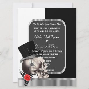 Gothic Groom Skull svart och vitt Inbjudningar